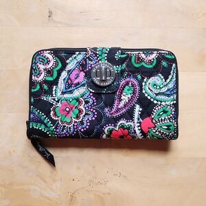 Vera Bradley Black Paisley Turn-Lock Wallet Clutch